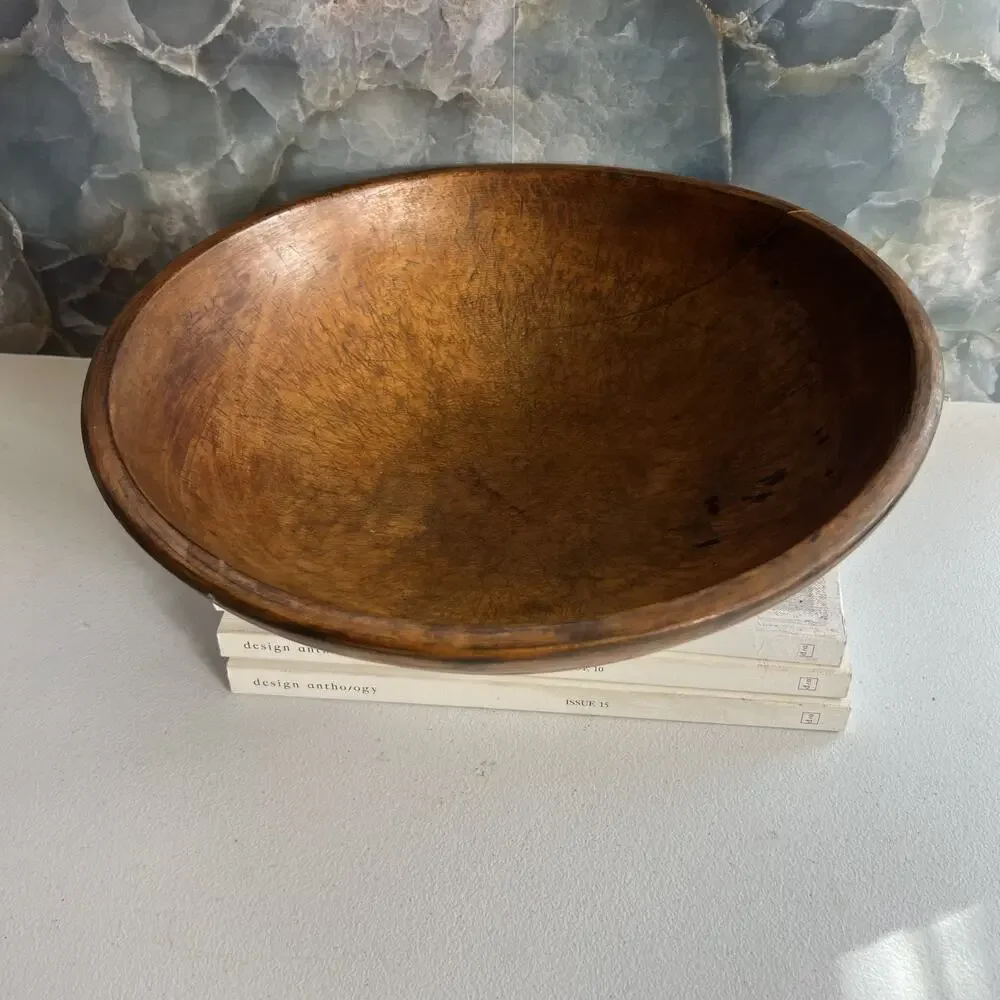 Antique Rustic Wooden Dough Bowl 13